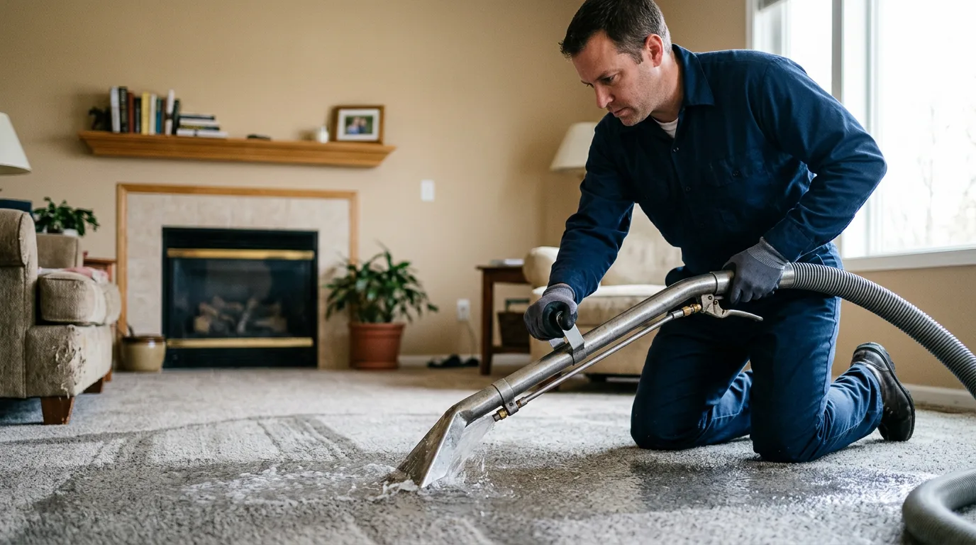 Water damage restoration technician working near West Sayville, NY